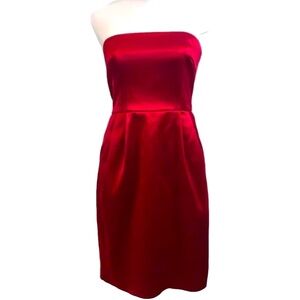 Express Design Studio Cocktail Dress in Red, Strapless with Pockets